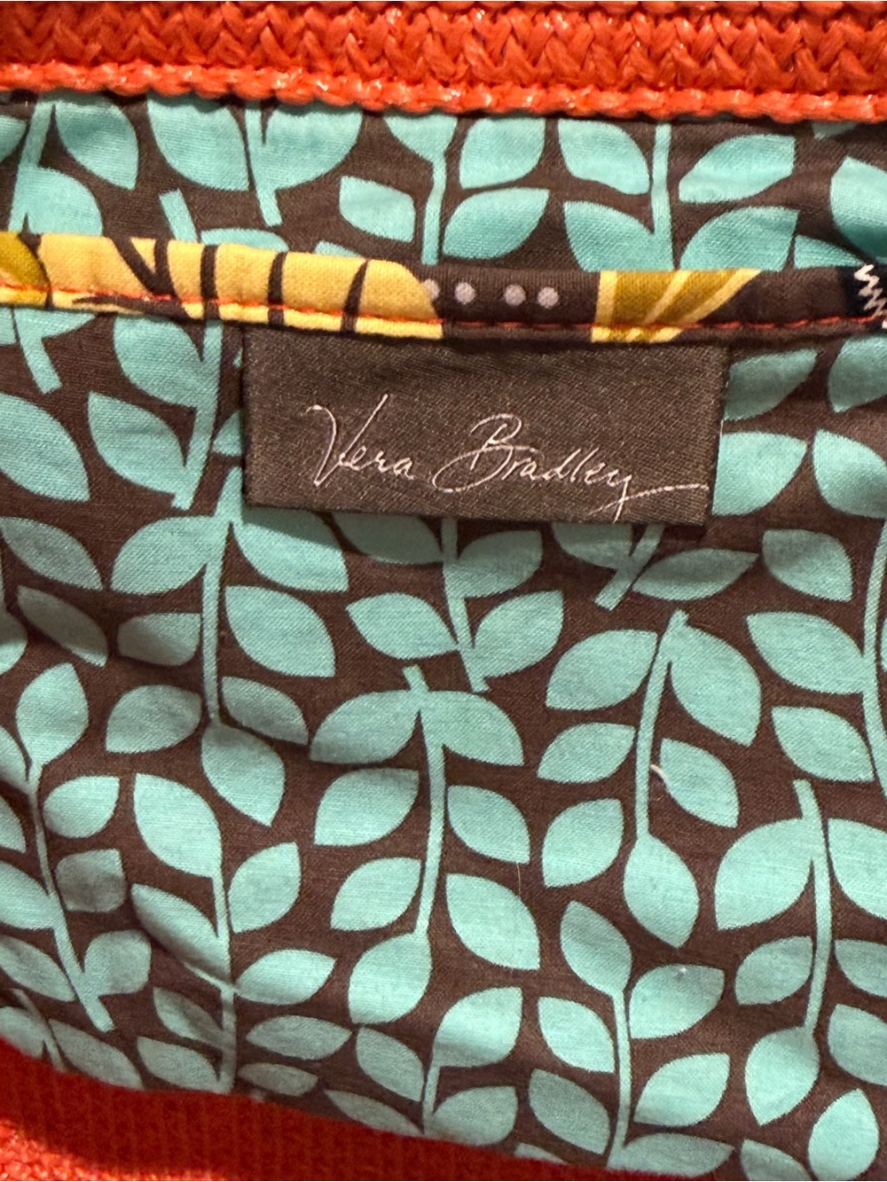 Vera Bradley Orange Straw Woven Sea Turtle Tote Bag | Tropical Beach Carryall - Picture 2 of 4